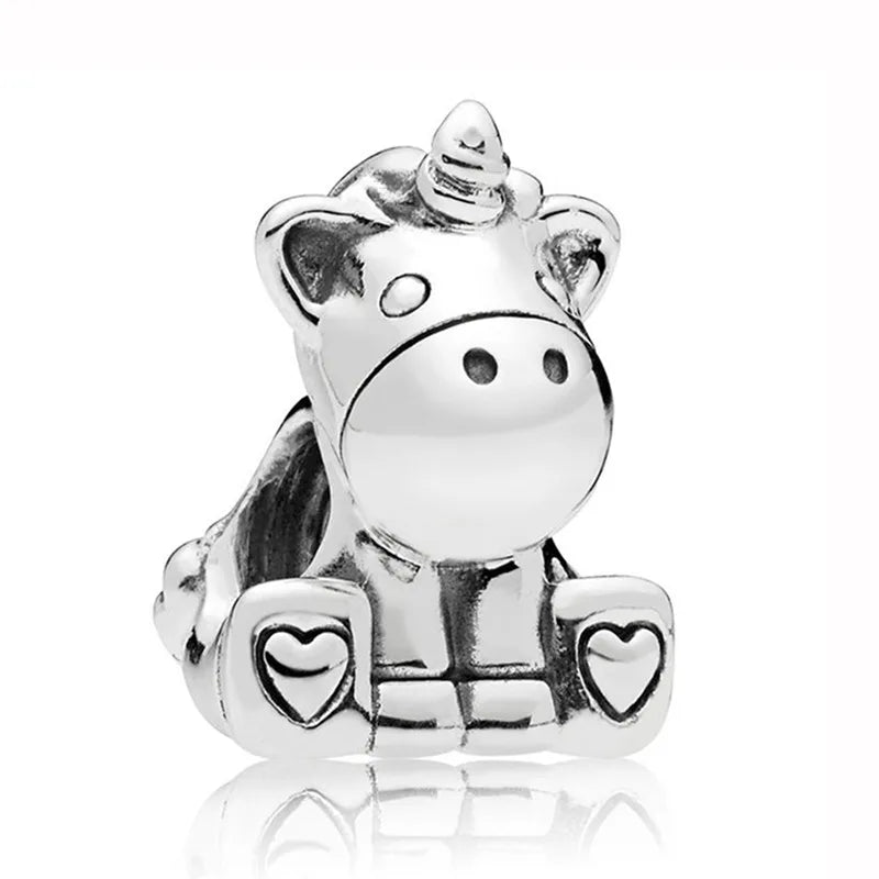 New Animal Footprint Musical Note Safety Chain Crown Boy Pendant Fits Pandora Charm Bracelet DIY Women's Original Beading Gifts