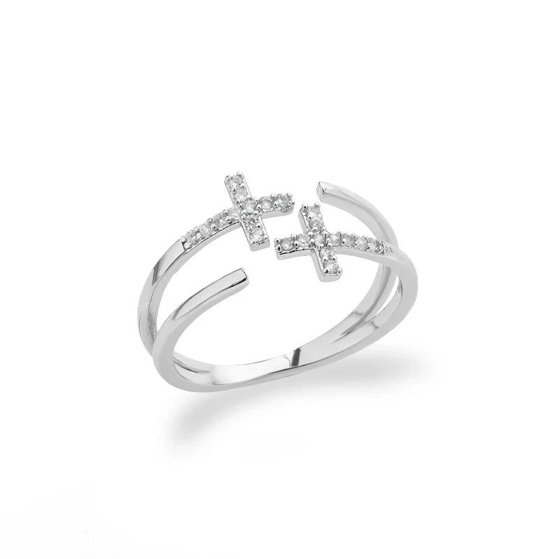 Cross Rings for Women Adjustable Gothic Cubic Zirconia Ring 2022 Trend Fashion Aesthetic Jewelry Wedding Band Gift anillos mujer