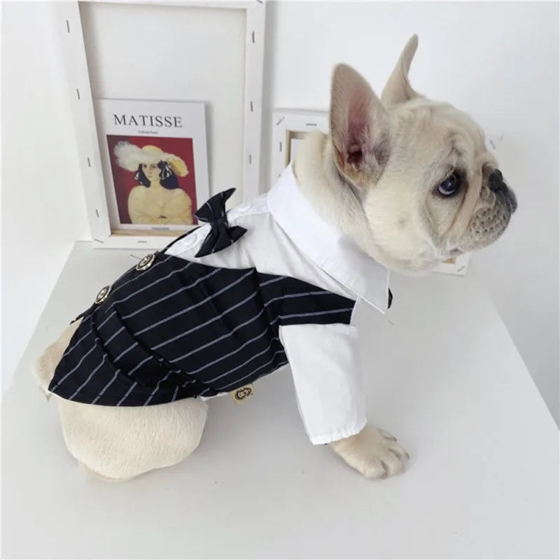 Dog Gentleman Wedding Suit Clothes Formal Shirt Pet Outfit Halloween Christmas Dog Costume For Small Dogs Bowtie Tuxedo