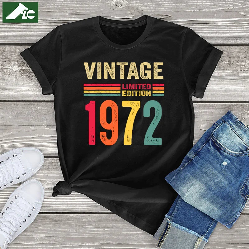 50 Year Old Gifts Vintage 1972 Limited Edition 50th Birthday T Shirt Cotton women's Tops Fashion Unisex Casual Female T Shirt