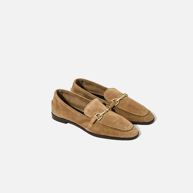 2026 Autumn Brand Women Shoes Khaki Suede Leather Flats Shoes Casual Loafers Four Seasons Single Shoe Pregnant Woman Shoes