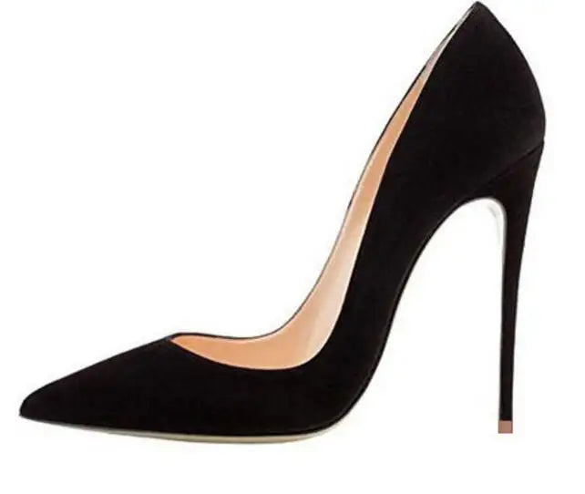 UVRCOS 12CM Thin Heels Women Pumps Red Grey Pink Nude Patent Leather Dress Shoes Pointed Toe Stiletto Heels