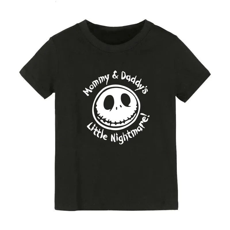2021 Halloween Pumpkin Monster Print Children Girl Boy T-shirt Black Round Neck T Shirt Kids 2 to 10 Year Old Tees
