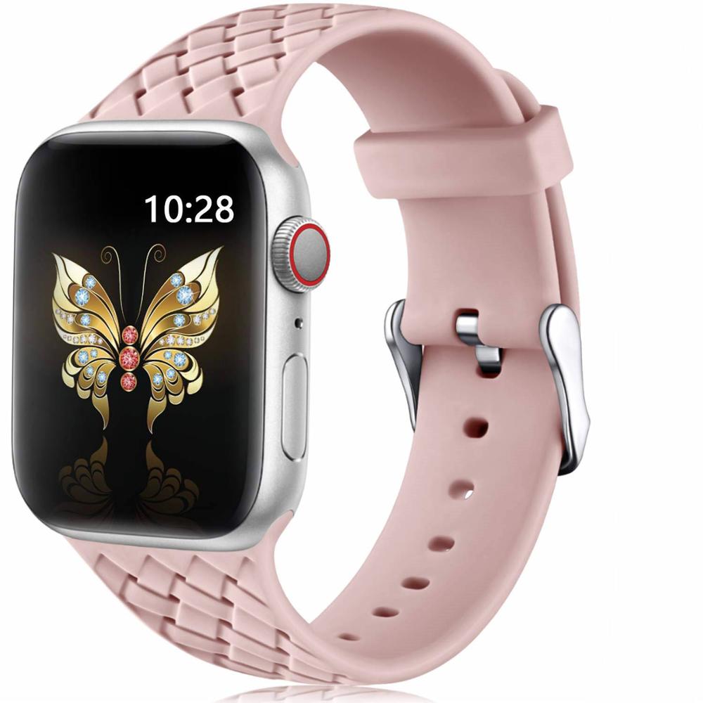 Silicone Strap for Apple watch band 44mm 40mm 45mm 41mm 42mm 38mm Accessories Woven Pattern bracelet iWatch series 6 5 4 3 SE 7