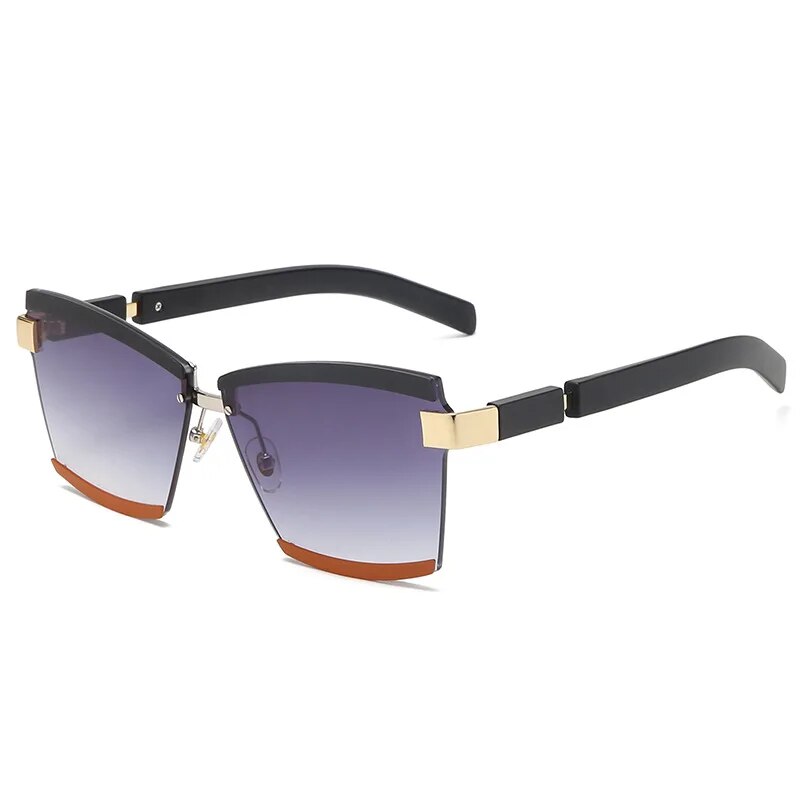 Rimless Luxury Sunglasses Square Men Women Fashion Shades UV400 Vintage Glasses Lady Brand Designer Gradient Shades Eyeglasses