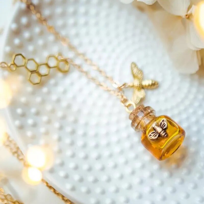 Bee necklace Witch jewelry vial necklace jewelry unique personalized necklaces women potion bottle honey
