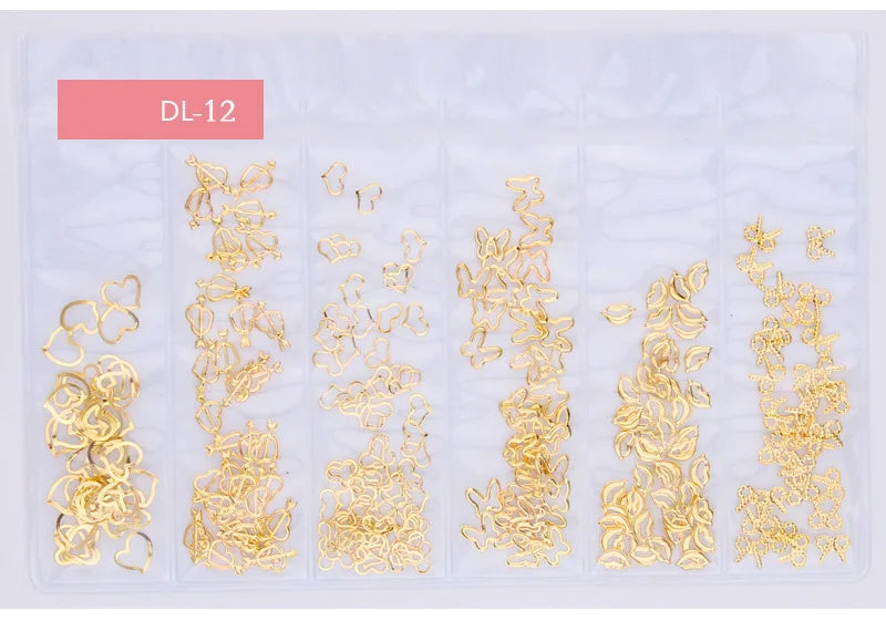 Star Month Hollow Gold and Silver Nail Art Metal Shell 3D Nail Decoration Studs Rhinestones Nail Art Design Charms Stone 1 Bag