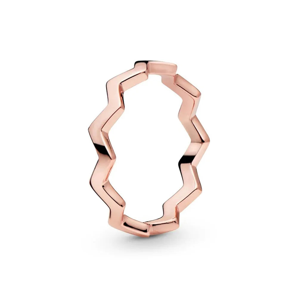 925 Sterling Silver Ring Charms Rose Gold Stripe Design Round Ball Diy Crystal Flower Finger Ring for women pandora Jewelry