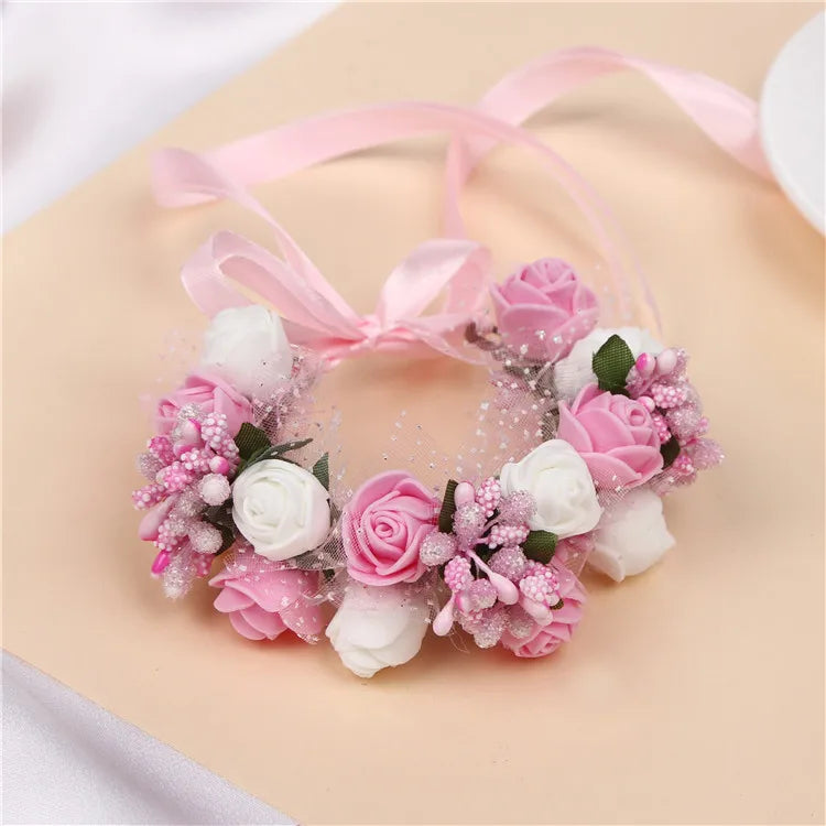 6Colors Women Beach Headband Floral Hair Lady Girls Bride Boho Flower Headband Floral Head Wreath Garlands Bohemia Beach Flower