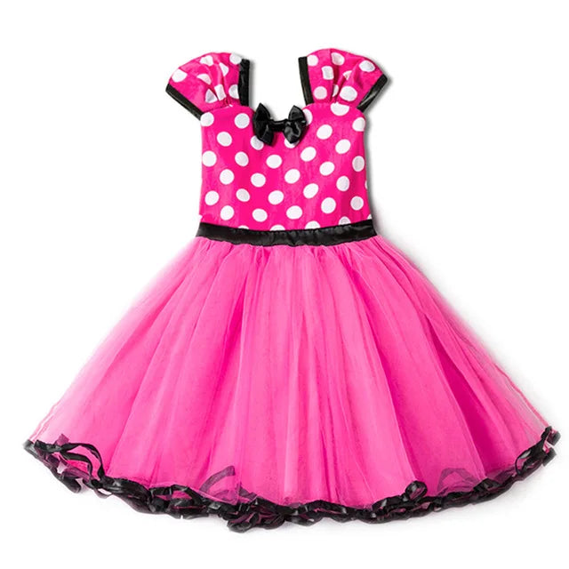 2-7Y New Summer Girl Dress Christmas Mouse Dress For Girls Printed Dress For Children Kids Polka Dot Baby Girl Clothes