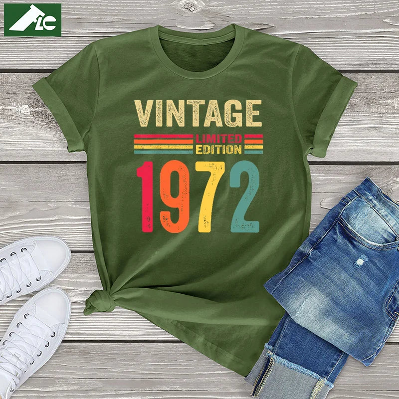 50 Year Old Gifts Vintage 1972 Limited Edition 50th Birthday T Shirt Cotton women's Tops Fashion Unisex Casual Female T Shirt