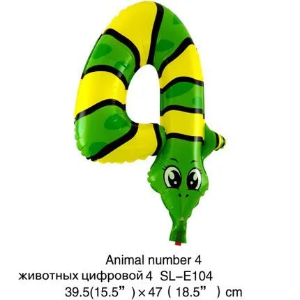 1PC 16inch Animal Digital Foil Balloons Party Decoration Happy Birthday Number Ball Decoration Ballon Gift Party Supplies