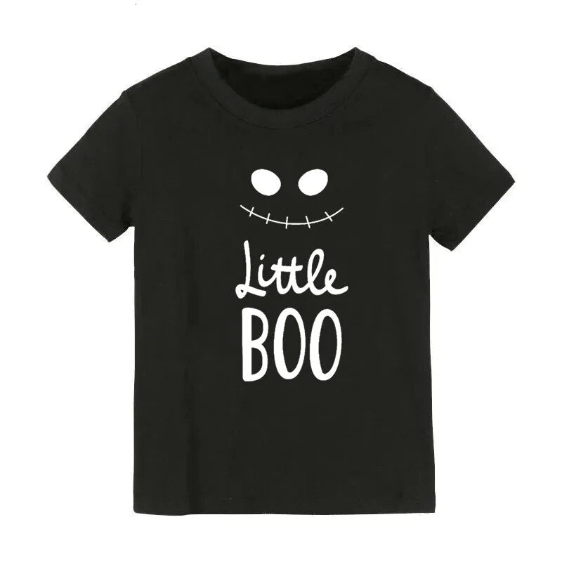 2021 Halloween Pumpkin Monster Print Children Girl Boy T-shirt Black Round Neck T Shirt Kids 2 to 10 Year Old Tees