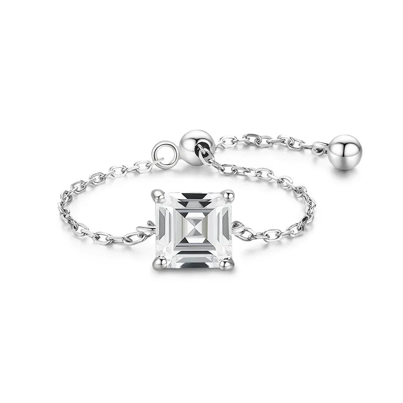 Modian 5 Style Clear CZ Link Chain Ring Trendy 925 Sterling Silver Adjustable Charm Gold Color Rings For Women Wedding Jewelry