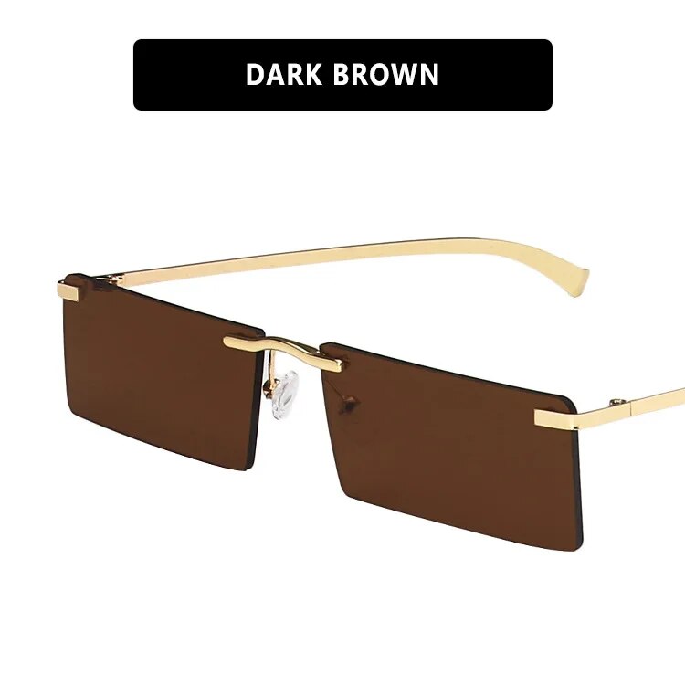 Rimless Rectangle Women's Sunglasses 2023 Luxury Brand Desigb Tinted Lens Sun Glasses Fashion Square Eyewear Shades for Female