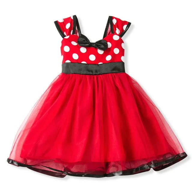 2-7Y New Summer Girl Dress Christmas Mouse Dress For Girls Printed Dress For Children Kids Polka Dot Baby Girl Clothes