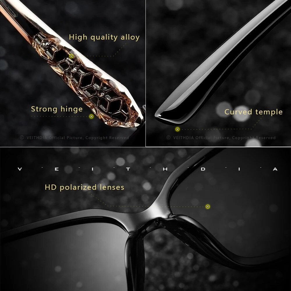 VEITHDIA Women's Sunglasses Fashion Polarized UV400 Gradient Lens Luxury Ladies Designer Eyewear Accessories For Female 3159