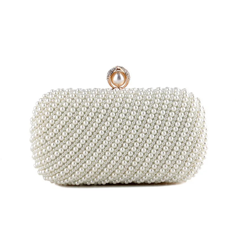 SEKUSA Beded women evening bags diamonds shell lady small day clutches party dinner wedding bridal hollow pearl handbags purse