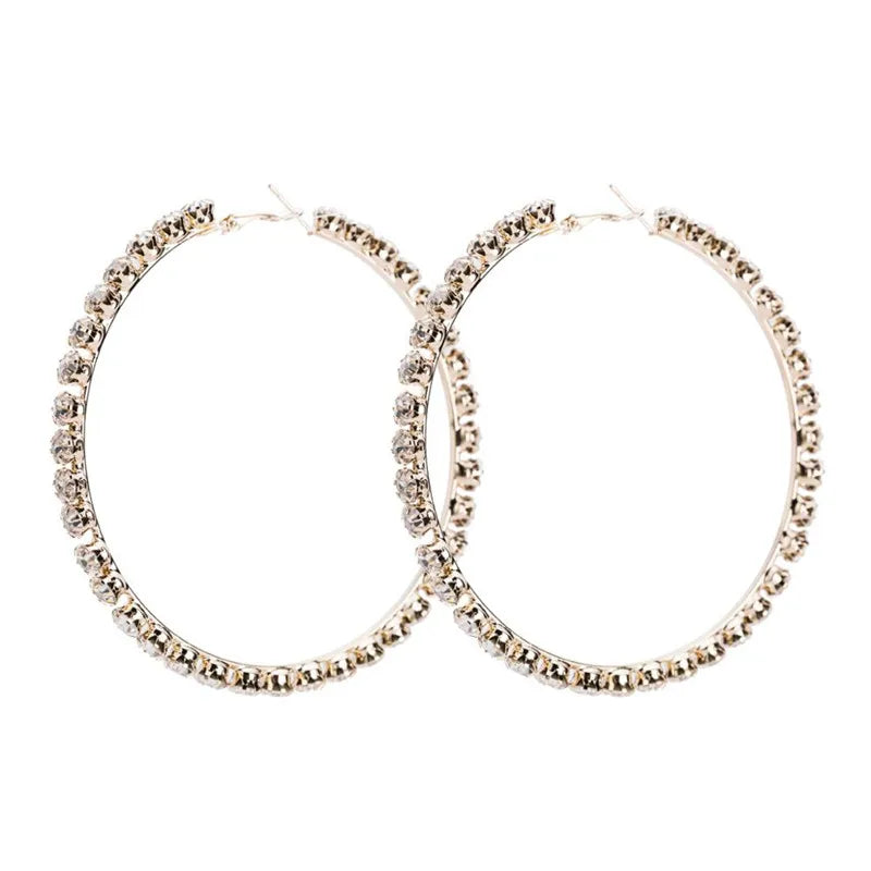 New exquisite fashion earrings jewelry geometric design round single row Rhinestone Earrings for her gift