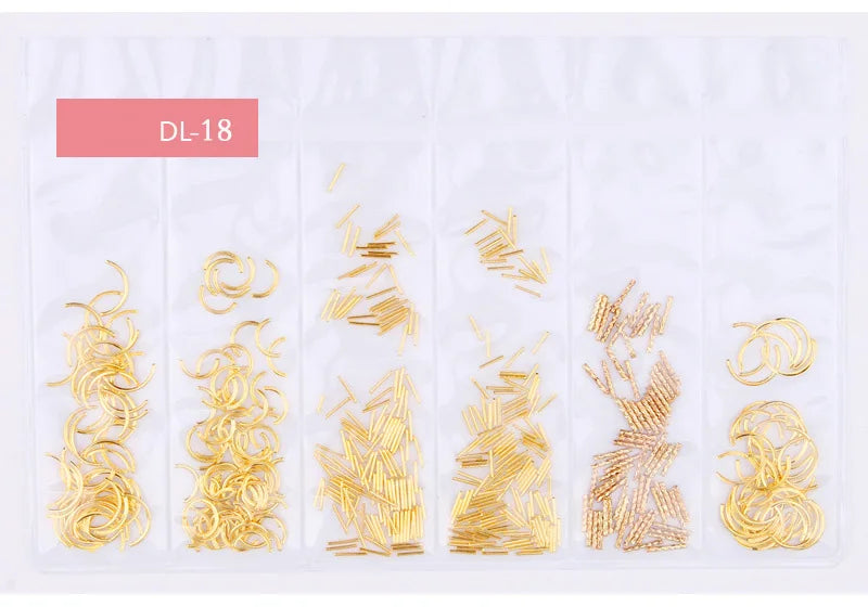 Star Month Hollow Gold and Silver Nail Art Metal Shell 3D Nail Decoration Studs Rhinestones Nail Art Design Charms Stone 1 Bag