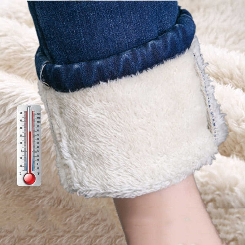 Super Warm Skinny Lambswool Jeans Women Fleece Liner High Waist Denim Pants Korean Fashion Thicken Pencil Vaqueros Pantalones