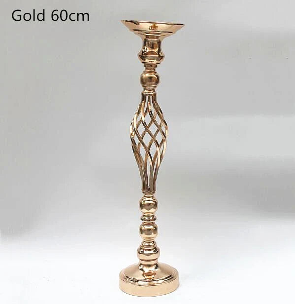 IMUWEN Creative Hollow Gold/ Silver Metal Candle Holder Wedding Table Centerpiece Flower Vase Rack Home Hotel Road Lead Decor