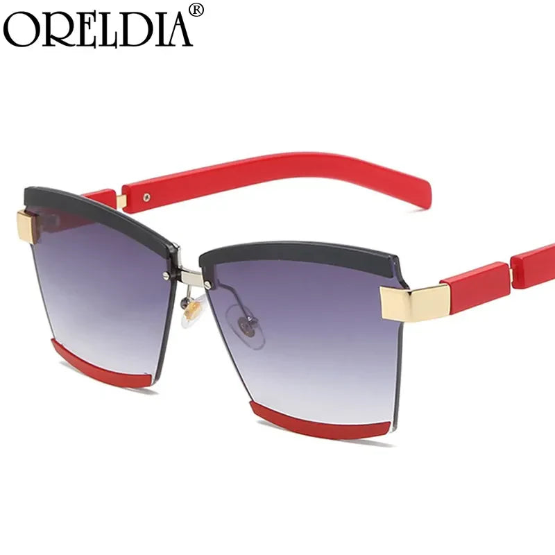 Rimless Luxury Sunglasses Square Men Women Fashion Shades UV400 Vintage Glasses Lady Brand Designer Gradient Shades Eyeglasses