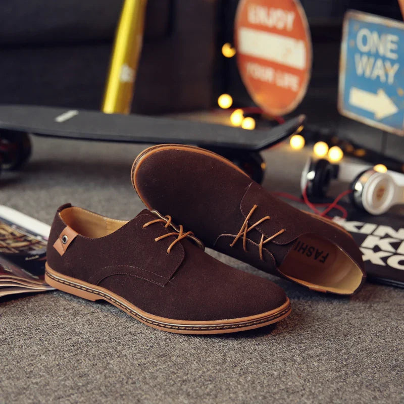 2024 Spring Suede Leather Men Shoes, Oxford Casual Shoes Classic Sneakers Comfortable Footwear.