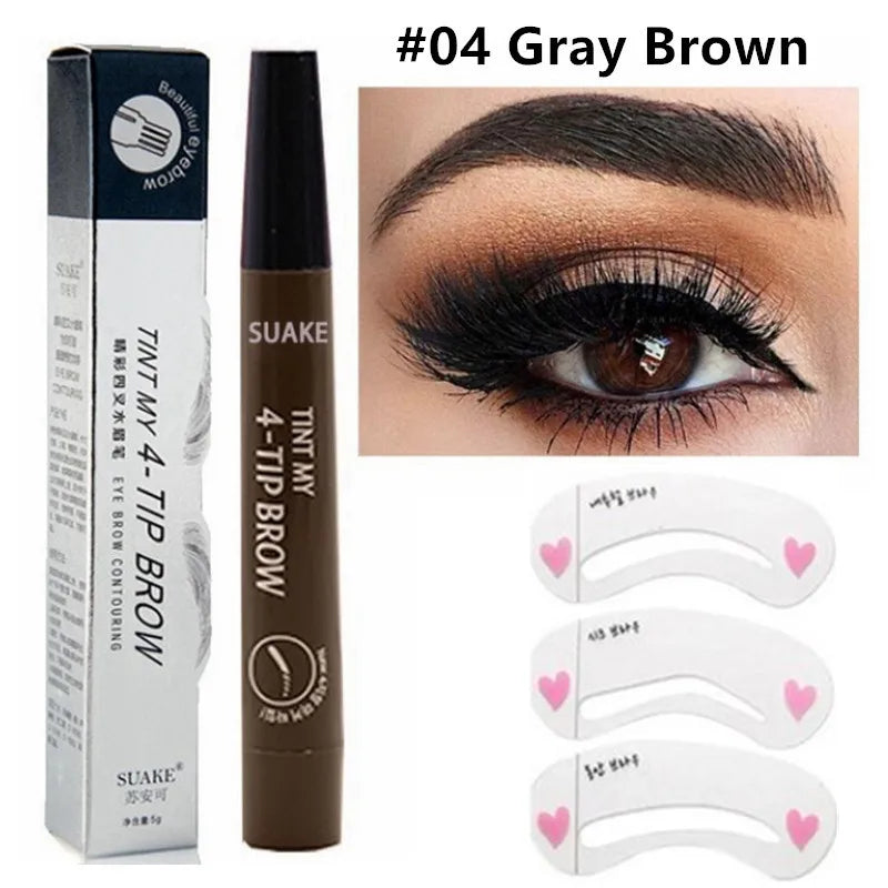 5 Colors Dark Brown 4 Point Liquid Eyebrow Pencil Microblading Waterproof Eyebrow Pencil Tattoo Eyebrow Pen Makeup