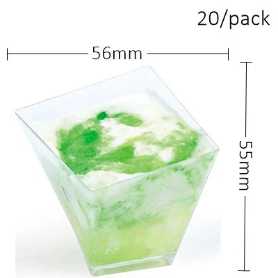 20 Pieces x Home Party Disposable Plastic Tableware Supplies, 70*44mm/60ml Petal Dessert Cake Bowl