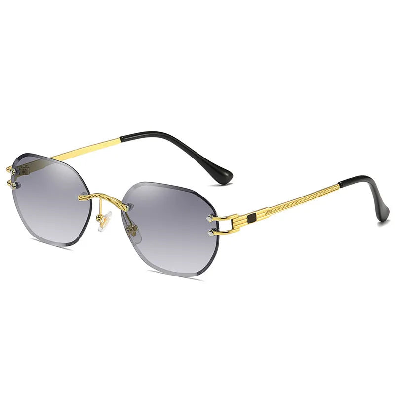 Blue Sunglasses Frameless Rimless Men 2021 High Quality Square Metal Sun Glasses Women Mirror Sea Summer Style