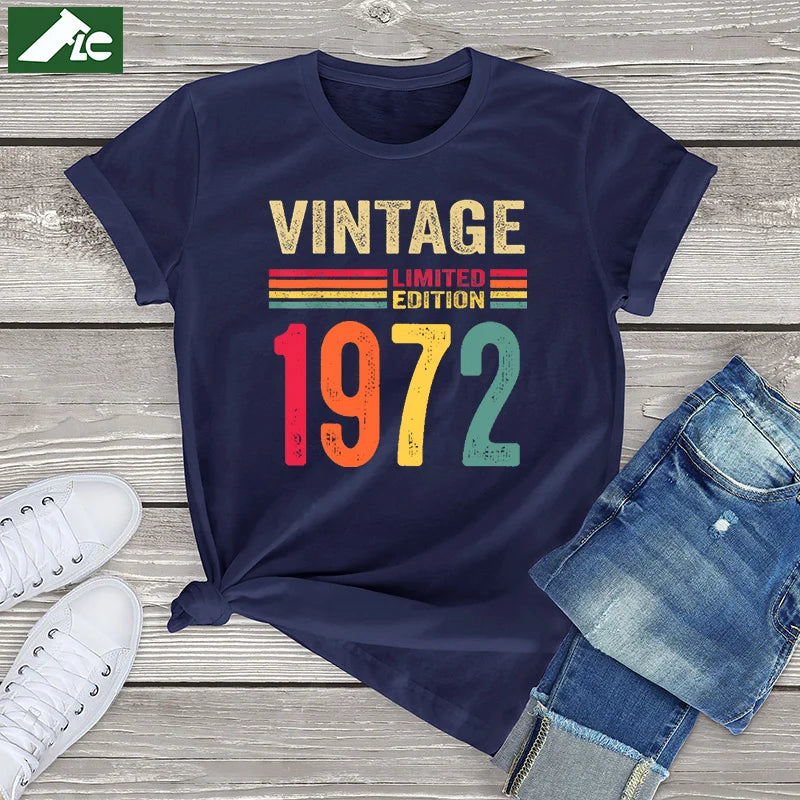 50 Year Old Gifts Vintage 1972 Limited Edition 50th Birthday T Shirt Cotton women's Tops Fashion Unisex Casual Female T Shirt