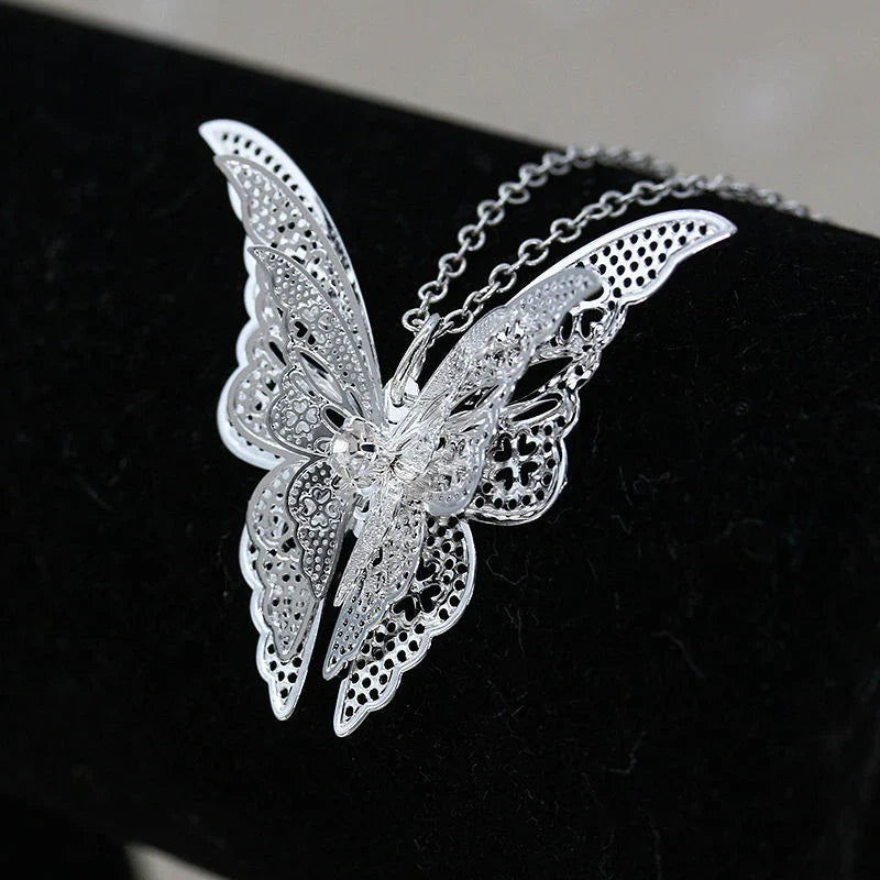 Wholesale New Fashion Women's Jewelry Butterfly Pendant & Necklace Chain Women Lovely Butterfly Pendant Chain Necklace Jewelry