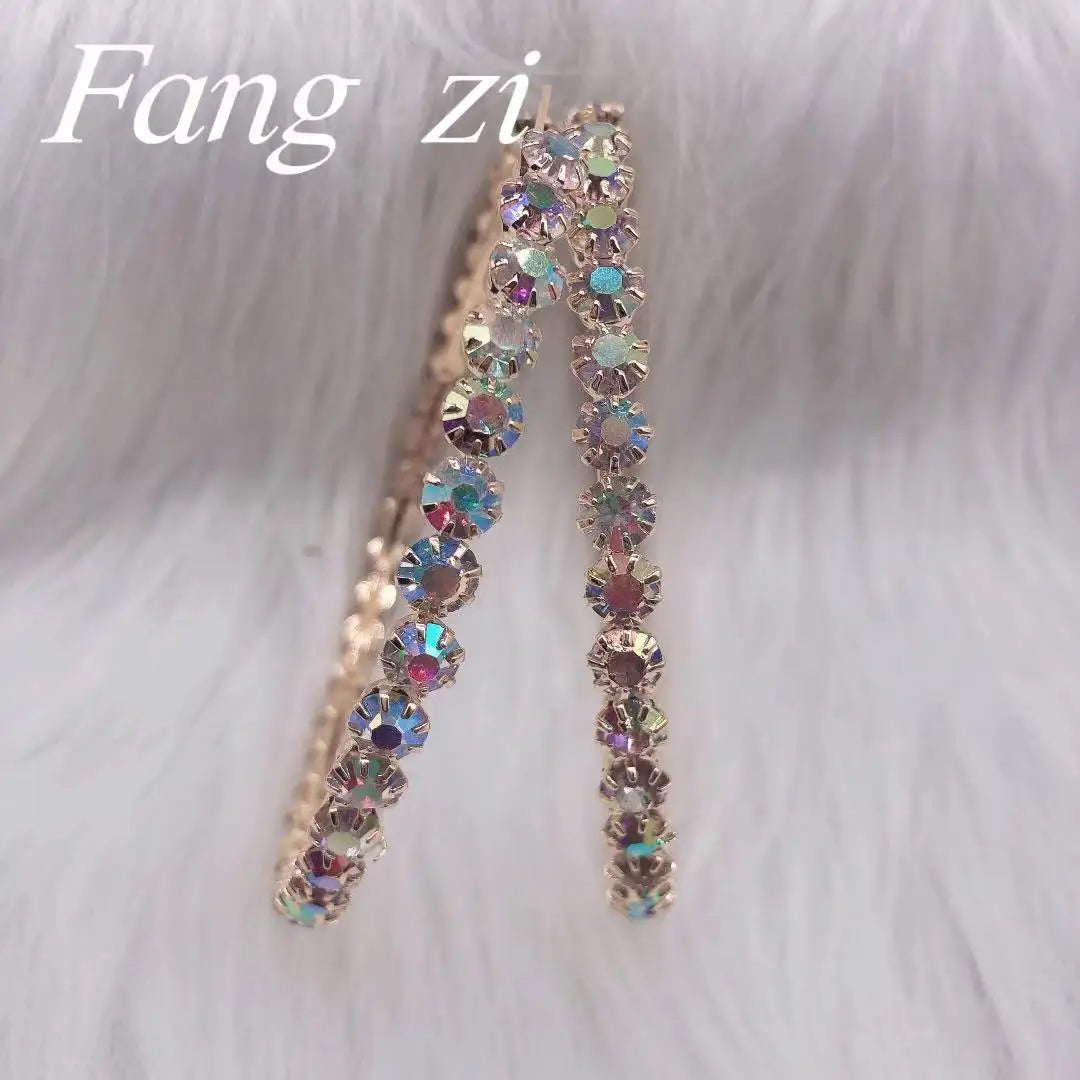 New exquisite fashion earrings jewelry geometric design round single row Rhinestone Earrings for her gift