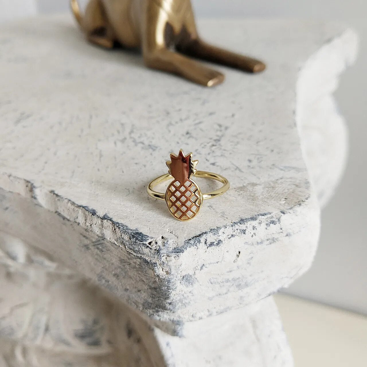 925 Sterling Silver European Simple Fruit Pineapple Leaf Malt Ring Women Classic Fashion Jewelry Girlfriend Gift