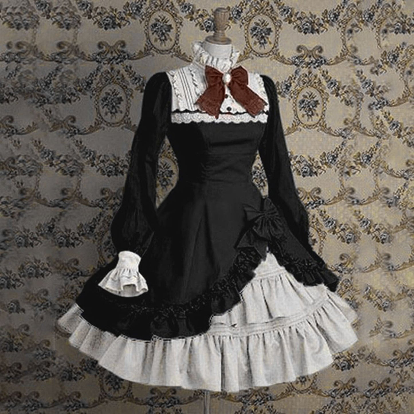Gothic Lolita Dress For Women Cute Girls Lovely Maid Dress Vintage Ruffles Lace Medieval Elegant Party Dresses Cosplay Costume