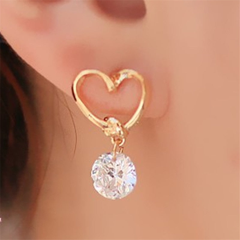 New Crystal Flower Drop Earrings for Women Fashion Jewelry Gold Colour Rhinestones Earrings Gift for Party Best Friend