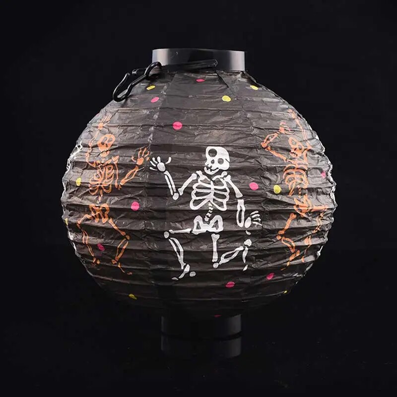 1pc Pumpkin Light Bat Spider Black Paper Orange White Hanging Lantern Halloween DIY Halloween Supplies
