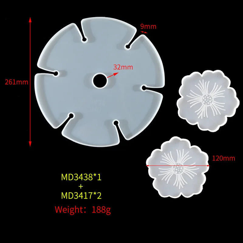 Flower Tea Cup Pad Molds Set DIY Handmade Crystal Big Flower Plate Clay Epoxy uv Resin Mold Silicone Craft Mold Art Home Decorat