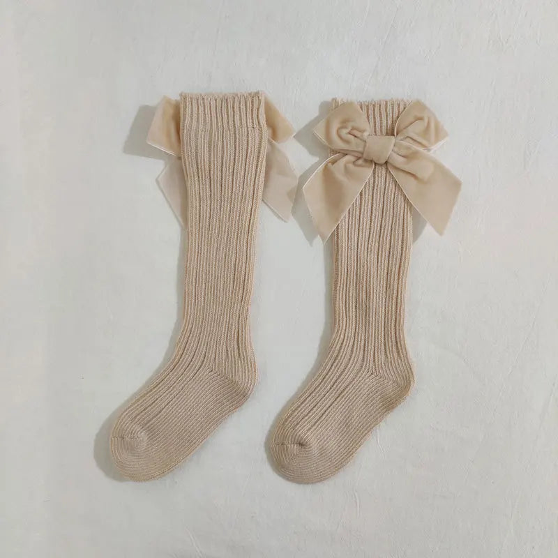 Baby Knee High Socks Winter Autumn Kids Cotton Big Bow Christmas Sock Solid Leg Warmers Girls Toddler Long Socks For 0-5Years
