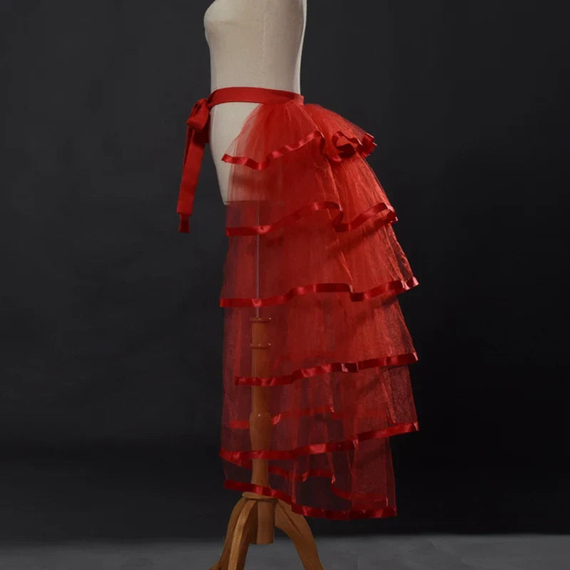 Steampunk Skirt Ruffles Tulle Overskirt Women Lady Gothic Punk Sexy Lolita Cocktail Party Puffy Mermaid Overskirts