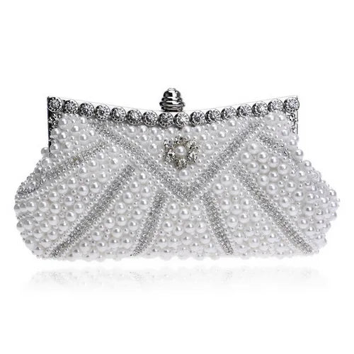 SEKUSA Beded women evening bags diamonds shell lady small day clutches party dinner wedding bridal hollow pearl handbags purse
