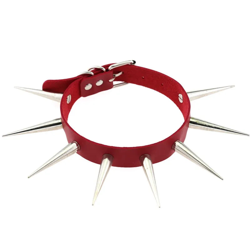 Red Long Spike Choker Punk Collar Women Men Rivets Studded Chocker Necklace 2021 Fashion Goth Jewelry Metal Gothic Accessories