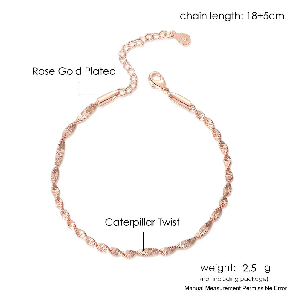 Women's jewelry Twist Bracelet For Women Friends Gifts Rose Gold Color Simple Bangle Hand Chains Kpop jewellery Wholesale KBH064