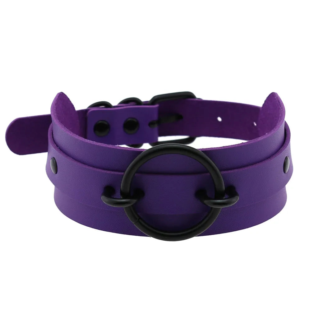 Emo Purple Goth Punk Leather Choker Necklaces Women Men Harajuku Black Rivet Metal Chian Necklace Halloween Cosplay Y2K Jewelry