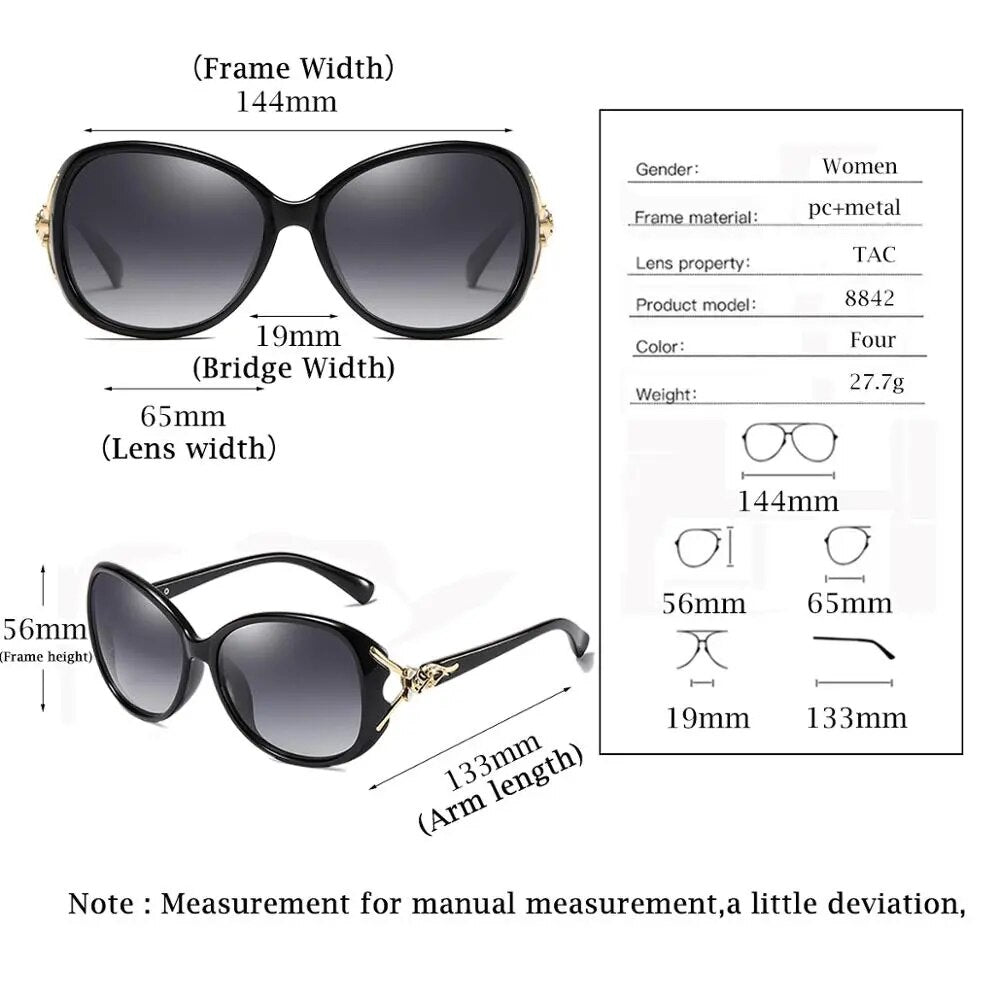 YUNSIYIXING Polarized Women's Sunglasses Fashion Brand Butterfly Sun Glasses UV400 Mirror Anti-Glare Eyewear Accessories 8842