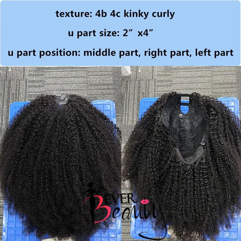 4B 4C Mongolian Afro Kinky Curly  U Part Wig Human Hair U Part Wigs For Women Kinky Curly Short Bob Cut Wigs Ever Beauty