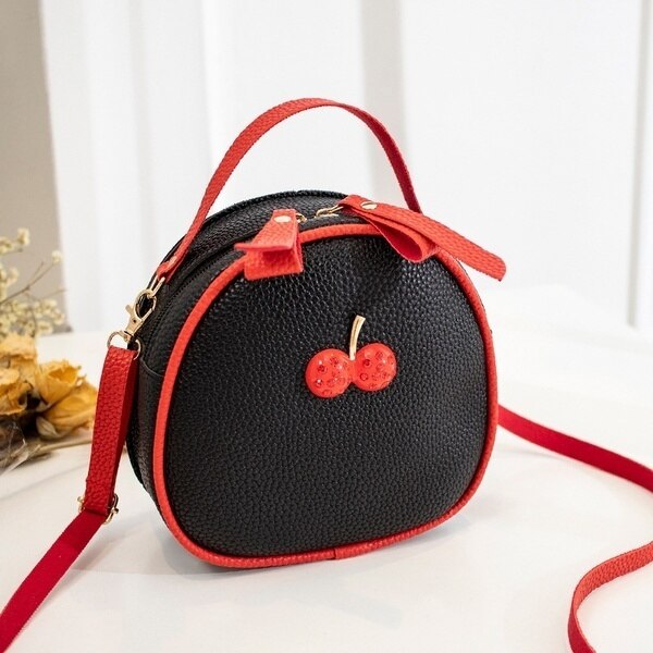New Ladies Lychee Pattern Hit Color Cherry Small Backpack Simple Cherry Messenger Shoulder Bag Mini Handbag