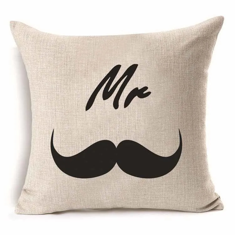 45*45 cm Cotton Linen Cushion Cover Love Mr Mrs Letter Throw Pillow Home Decor Wedding Decoration Decorative Pillowcase 40247