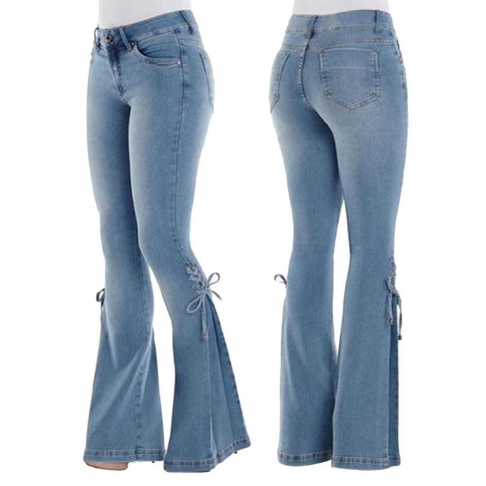 Benuynffy Button Fly Women's Raw Hem Flare Jeans Autumn Fashion Woman Denim Pants Jean Femme High Waist Full Length Slim Jeans